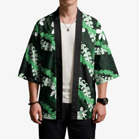 Puakenikeni Maile Lei Kimono Frangipani Green Tropical Leaves LT01 - Polynesian Pride