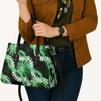 Puakenikeni Maile Lei Leather Bag Frangipani Green Tropical Leaves LT01 - Polynesian Pride