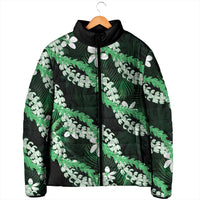 Puakenikeni Maile Lei Padded Jacket Frangipani Green Tropical Leaves LT01 - Polynesian Pride