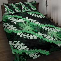 Puakenikeni Maile Lei Quilt Bed Set Frangipani Green Tropical Leaves LT01 Green - Polynesian Pride