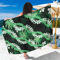 Puakenikeni Maile Lei Sarong Frangipani Green Tropical Leaves LT01 One Size 44 x 66 inches Green - Polynesian Pride