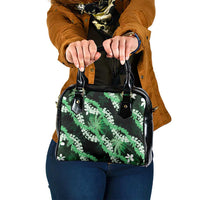 Puakenikeni Maile Lei Shoulder Handbag Frangipani Green Tropical Leaves LT01 One Size Green - Polynesian Pride