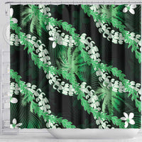 Puakenikeni Maile Lei Shower Curtain Frangipani Green Tropical Leaves LT01 - Polynesian Pride