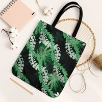 Puakenikeni Maile Lei Tote Bag Frangipani Green Tropical Leaves LT01 Black Strap One Size Green - Polynesian Pride