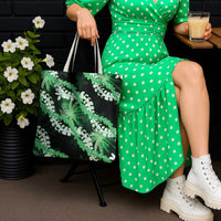 Puakenikeni Maile Lei Tote Bag Frangipani Green Tropical Leaves LT01 - Polynesian Pride