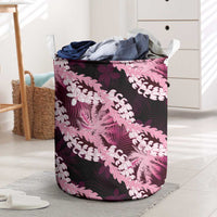 Puakenikeni Maile Lei Laundry Basket Frangipani Pink Tropical Leaves LT01 Pink - Polynesian Pride