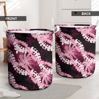 Puakenikeni Maile Lei Laundry Basket Frangipani Pink Tropical Leaves LT01 - Polynesian Pride
