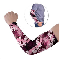 Puakenikeni Maile Lei Arm Sleeves Frangipani Pink Tropical Leaves LT01 Set of 2 Pink - Polynesian Pride