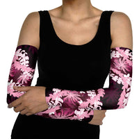 Puakenikeni Maile Lei Arm Sleeves Frangipani Pink Tropical Leaves LT01 - Polynesian Pride