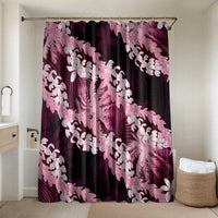 Puakenikeni Maile Lei Bathroom Set Frangipani Pink Tropical Leaves LT01 Shower Curtain Only Pink - Polynesian Pride