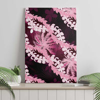 Puakenikeni Maile Lei Canvas Wall Art Frangipani Pink Tropical Leaves LT01 - Polynesian Pride