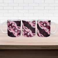 Puakenikeni Maile Lei Ceramic Mug Frangipani Pink Tropical Leaves LT01 - Polynesian Pride