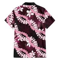Puakenikeni Maile Lei Family Matching Mermaid Dress and Hawaiian Shirt Frangipani Pink Tropical Leaves