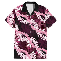 Puakenikeni Maile Lei Family Matching Puletasi and Hawaiian Shirt Frangipani Pink Tropical Leaves