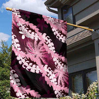 Puakenikeni Maile Lei Garden Flag Frangipani Pink Tropical Leaves LT01 - Polynesian Pride