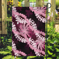Puakenikeni Maile Lei Garden Flag Frangipani Pink Tropical Leaves LT01 Garden Flag Pink - Polynesian Pride