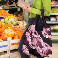 Puakenikeni Maile Lei Grocery Bag Frangipani Pink Tropical Leaves LT01 - Polynesian Pride