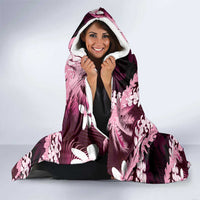 Puakenikeni Maile Lei Hooded Blanket Frangipani Pink Tropical Leaves LT01 - Polynesian Pride