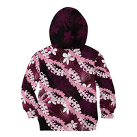 Puakenikeni Maile Lei Kid Hoodie Frangipani Pink Tropical Leaves LT01 - Polynesian Pride