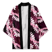 Puakenikeni Maile Lei Kimono Frangipani Pink Tropical Leaves LT01 Unisex Pink - Polynesian Pride