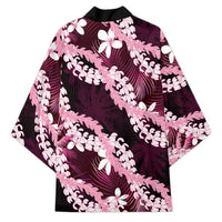 Puakenikeni Maile Lei Kimono Frangipani Pink Tropical Leaves LT01 - Polynesian Pride