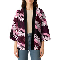 Puakenikeni Maile Lei Kimono Frangipani Pink Tropical Leaves LT01 - Polynesian Pride