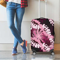 Puakenikeni Maile Lei Luggage Cover Frangipani Pink Tropical Leaves LT01 - Polynesian Pride