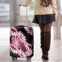 Puakenikeni Maile Lei Luggage Cover Frangipani Pink Tropical Leaves LT01 - Polynesian Pride