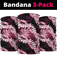 Puakenikeni Maile Lei Neck Gaiter Frangipani Pink Tropical Leaves LT01 package One Size: 25*50cm Pink - Polynesian Pride