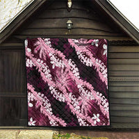 Puakenikeni Maile Lei Quilt Frangipani Pink Tropical Leaves