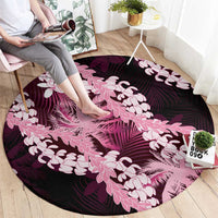 Puakenikeni Maile Lei Round Carpet Frangipani Pink Tropical Leaves LT01 - Polynesian Pride