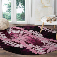 Puakenikeni Maile Lei Round Carpet Frangipani Pink Tropical Leaves LT01 - Polynesian Pride