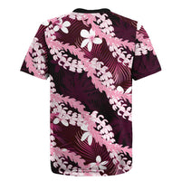Puakenikeni Maile Lei Rugby Jersey Frangipani Pink Tropical Leaves LT01 - Polynesian Pride