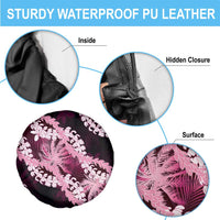 Puakenikeni Maile Lei Spare Tire Cover Frangipani Pink Tropical Leaves LT01 - Polynesian Pride
