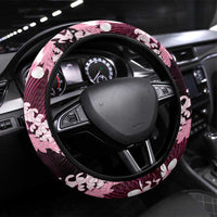 Puakenikeni Maile Lei Steering Wheel Cover Frangipani Pink Tropical Leaves LT01 Universal Fit Pink - Polynesian Pride
