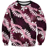 Puakenikeni Maile Lei Sweatshirt Frangipani Pink Tropical Leaves LT01 Unisex Pink - Polynesian Pride