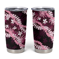 Puakenikeni Maile Lei Tumbler Cup Frangipani Pink Tropical Leaves LT01 Pink - Polynesian Pride