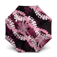 Puakenikeni Maile Lei Umbrella Frangipani Pink Tropical Leaves LT01 One Size Folded 11.42 inch Opened Diameter 37.4 inch Pink - Polynesian Pride
