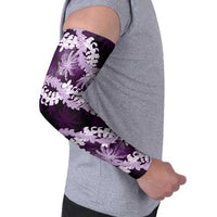 Puakenikeni Maile Lei Arm Sleeves Frangipani Purple Tropical Leaves LT01 - Polynesian Pride