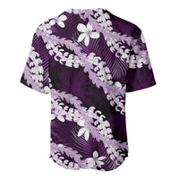 Puakenikeni Maile Lei Baseball Jersey Frangipani Purple Tropical Leaves LT01 - Polynesian Pride