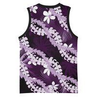 Puakenikeni Maile Lei Basketball Jersey Frangipani Purple Tropical Leaves LT01 - Polynesian Pride
