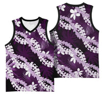 Puakenikeni Maile Lei Basketball Jersey Frangipani Purple Tropical Leaves LT01 - Polynesian Pride