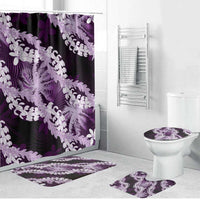 Puakenikeni Maile Lei Bathroom Set Frangipani Purple Tropical Leaves LT01 Bathroom Set (4 pcs) Purple - Polynesian Pride