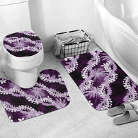 Puakenikeni Maile Lei Bathroom Set Frangipani Purple Tropical Leaves LT01 Mat Set Only (3 pcs) One Size Purple - Polynesian Pride