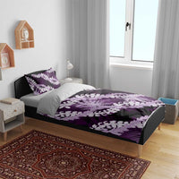 Puakenikeni Maile Lei Bedding Set Frangipani Purple Tropical Leaves LT01 - Polynesian Pride