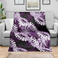 Puakenikeni Maile Lei Blanket Frangipani Purple Tropical Leaves LT01 - Polynesian Pride