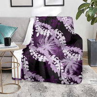 Puakenikeni Maile Lei Blanket Frangipani Purple Tropical Leaves LT01 - Polynesian Pride