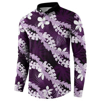 Puakenikeni Maile Lei Button Sweatshirt Frangipani Purple Tropical Leaves LT01 - Polynesian Pride