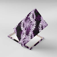 Puakenikeni Maile Lei Canvas Wall Art Frangipani Purple Tropical Leaves LT01 With Frame Purple - Polynesian Pride