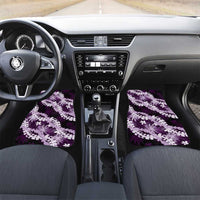 Puakenikeni Maile Lei Car Mats Frangipani Purple Tropical Leaves LT01 Set 2pcs - Front Purple - Polynesian Pride